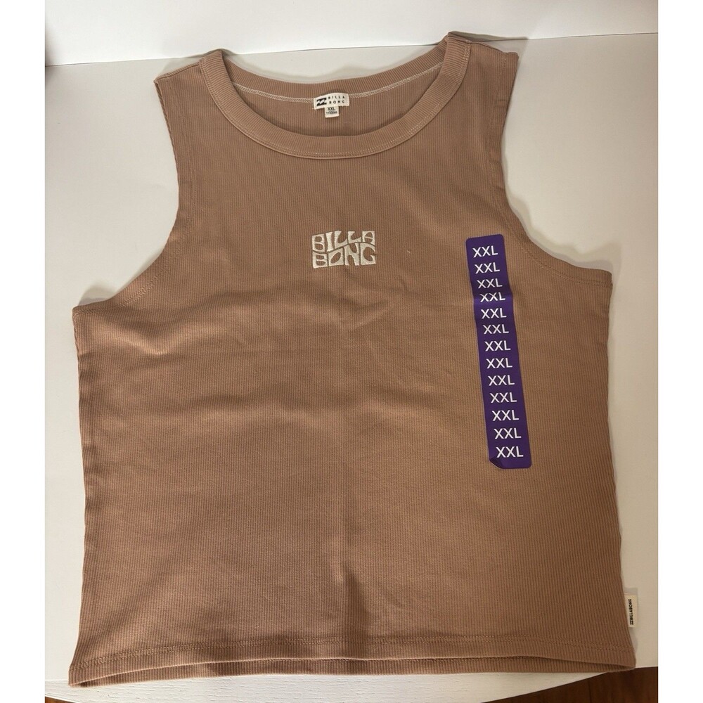 Billabong Fun Times Tank Top Mujer XXL Marrón Ribbed Nueva con Etiquetas.